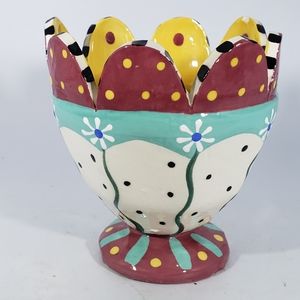 Signed Simson Multicolor Planter or Vase